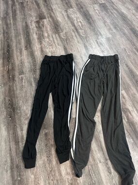 La Winner two pair Black & Charcoal Side-Stripe Joggers